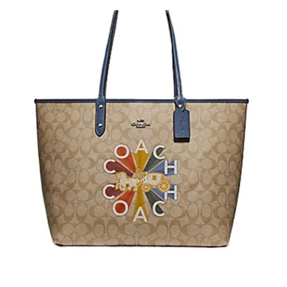 🔥🎁NWT! Coach Rainbow Sig Reversible Tote Handbag F76632 Msrp:$350.00 - Picture 2 of 11